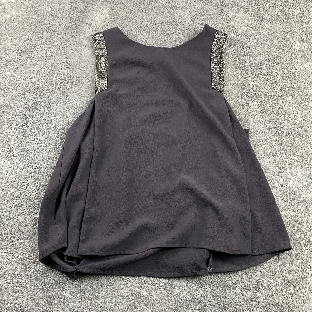 ASTR Beaded Sides Tank Top Womens Small Gray Brown